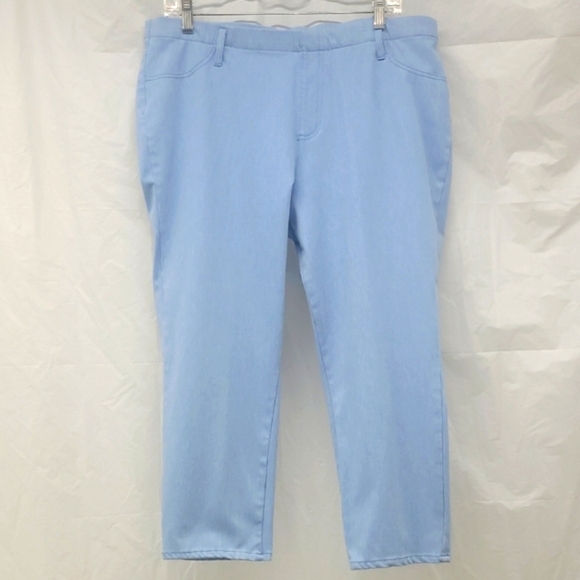 Faded Glory Plus 20 Sky Blue Chambray Jeggings Cropped Ankle Skinny Pants EUC - Picture 1 of 8